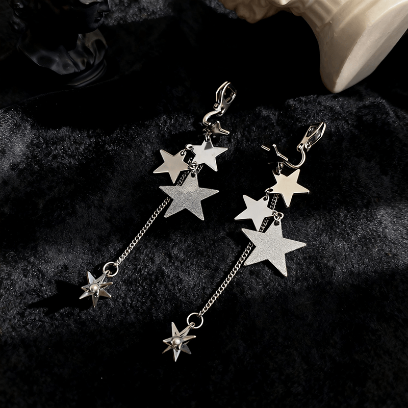 Layered Star Design No-Piercing Ear Clips, Romantic Style